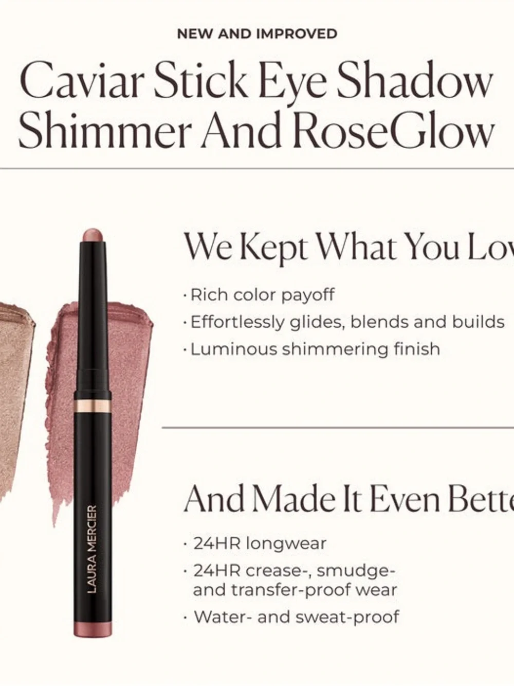 NEW Laura Mercier RoseGlow Caviar Stick Eye Shadow - Forbidden Rose